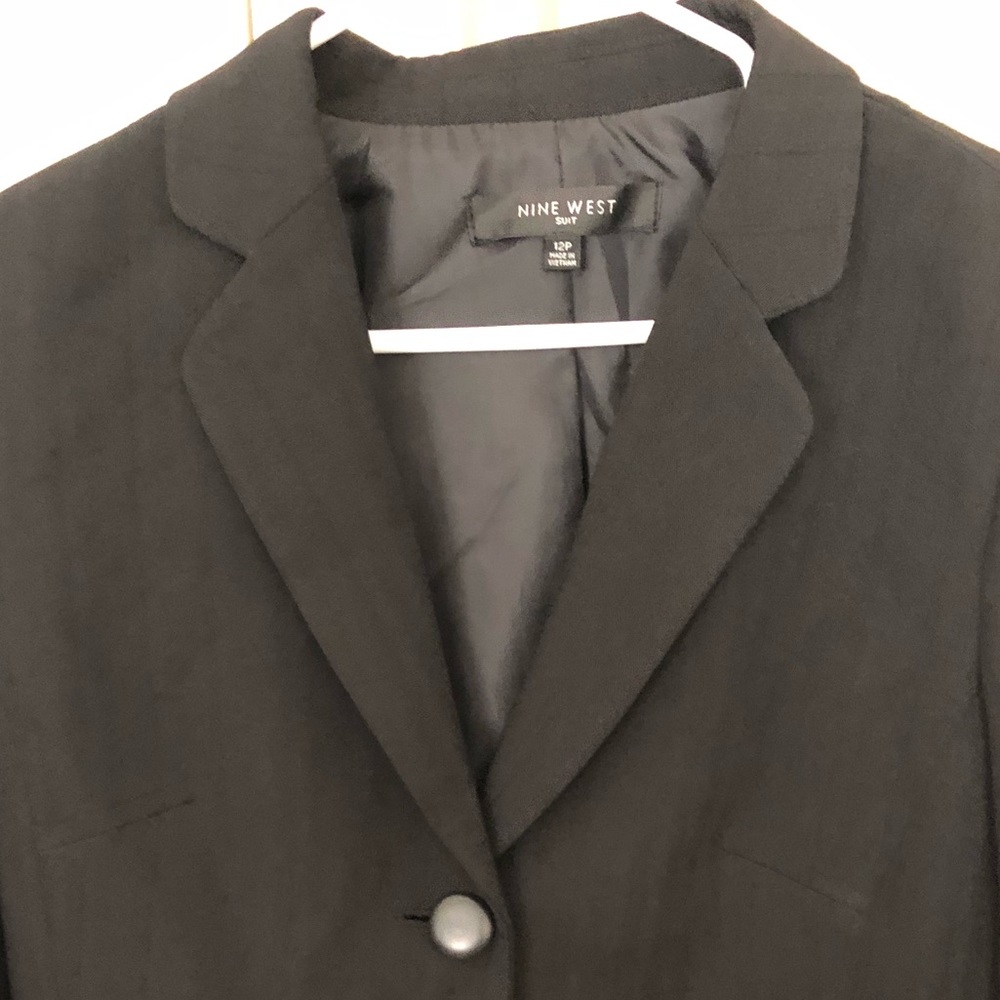 Nine West black on black pinstripe jacket